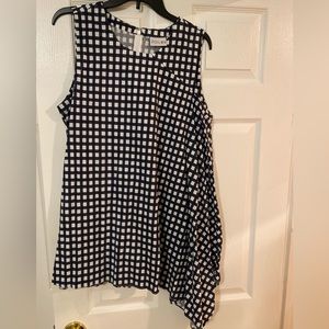 FOIL Gingham Print, Sleeveless Asymmetrical Hem Top- Size 12